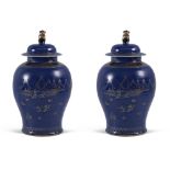 Pair of blue and gold porcelain potiches China, 18th-19th cnetury h. 46 cm