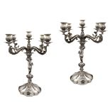 Pair of five lights candelabra Italy, 20th century gros weight 4790 gr.
