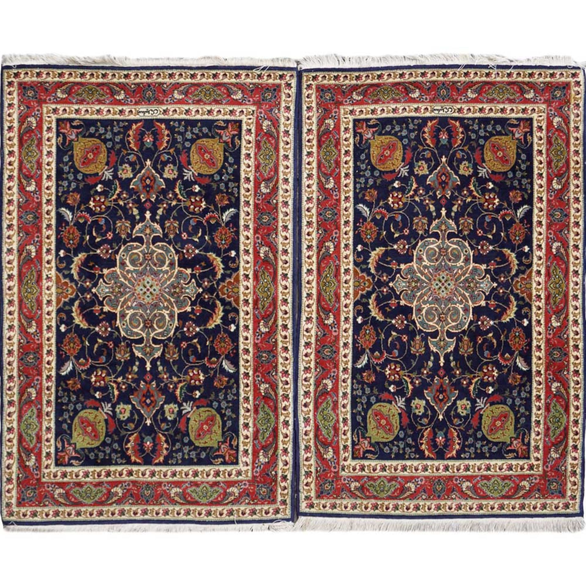 Pair of Tabriz carpets 20th century 133x85 cm each