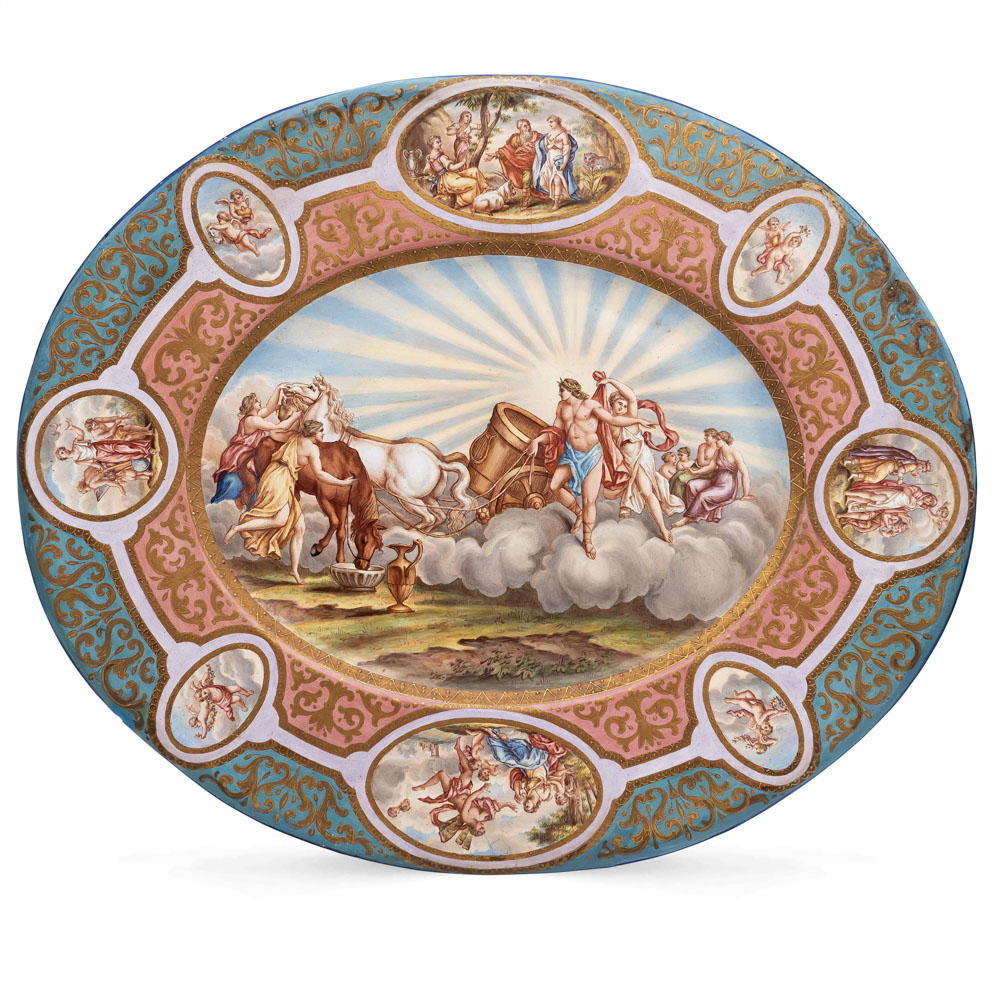 Polychrome enamel plate Vienna, 19th century 30x25 cm.