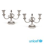 Pair of silver candlesticks Italy, 20th century weight 1085 gr.