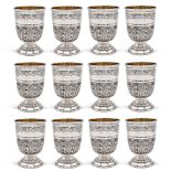 Twelve silver glasses Italy, 20th century weight 2149 gr.