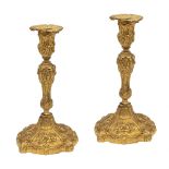 Pair of gilt bronze candlesticks France, 19th-20th century h. 22 cm.