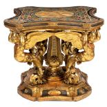 Important gilt wood centre table Genoa, 18th-19th century 85x101x101 cm.