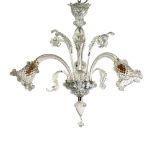 Transparent glass chandelier Murano, 20th Century 60x60 cm.