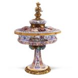 Silver an polychrome enamel stand Vienna, 19th-20th century 32x21x17 cm.