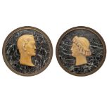 Pair of circular marble plaques Rome, 19th century diam. 17,5 cm