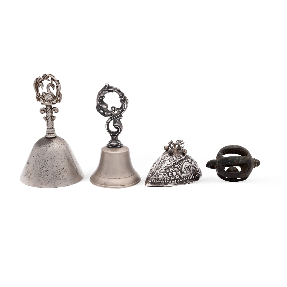 Group of silver metal bells (4) 19th-20th century maximum h. 14 cm