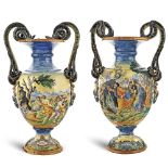 a pair of majolica vases Italy, 19th-20th century 69x40 cm.