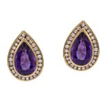 14kt yellow gold lobe earrings with amethysts