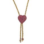 8kt yellow gold and rubies heart necklace