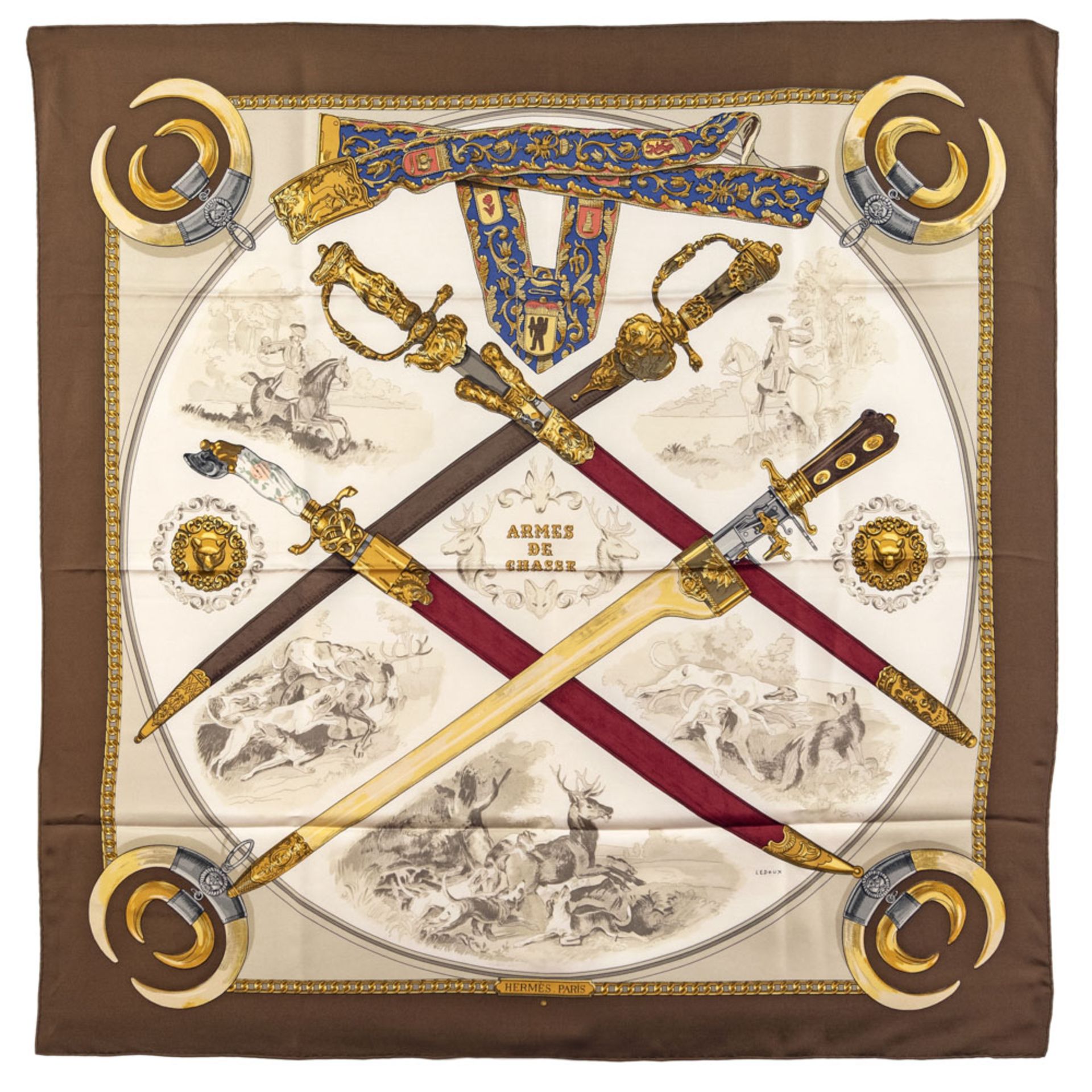 HermÃ¨s Armes de Chasse collection carrÃ© scarf