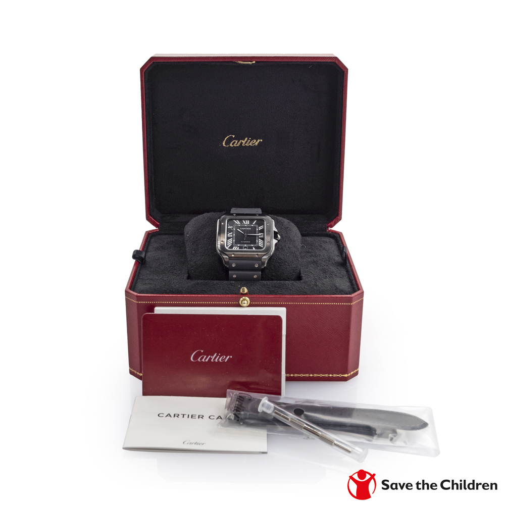 Santos de Cartier Black Adlc Steel Large, wrist watch - Image 2 of 4