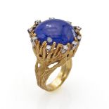 18kt yellow gold lapis lazuli and diamonds ring