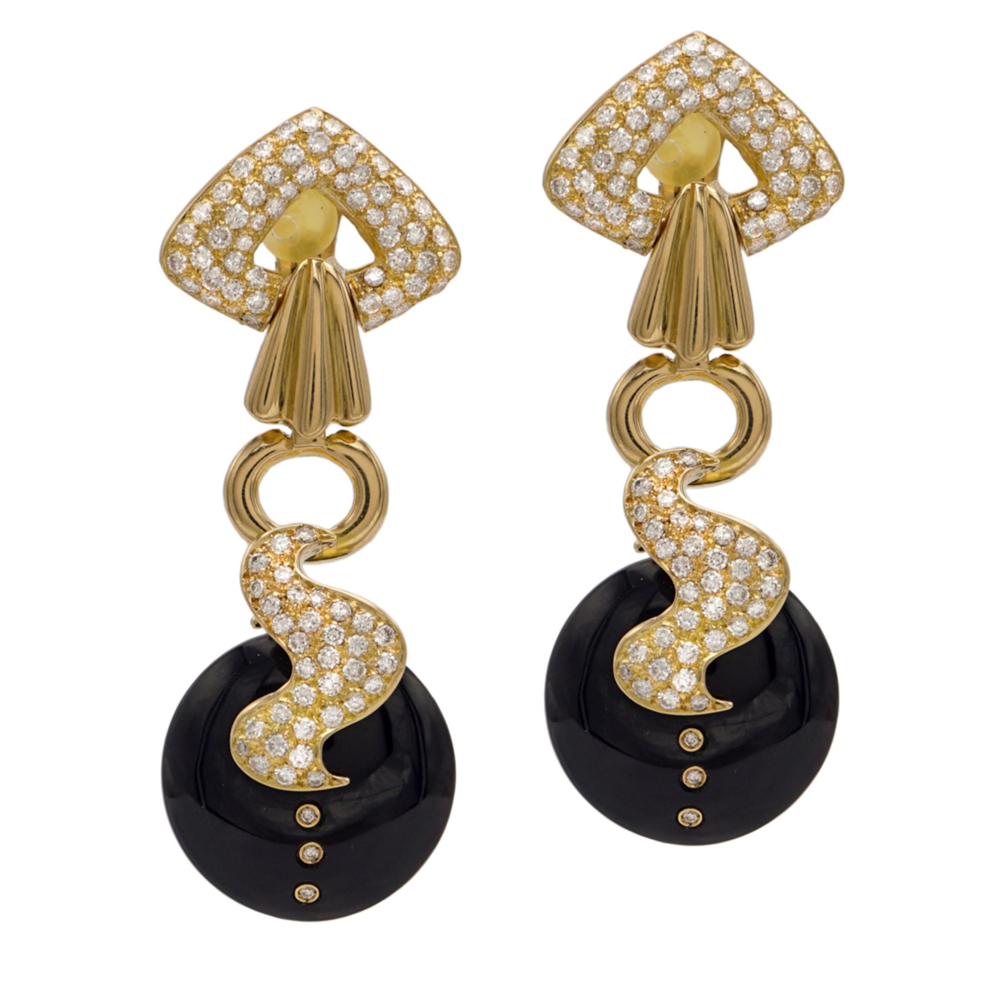 18kt yellow gold and diamond pendant earrings - Image 2 of 3