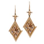 9kt two color gold pendant earrings