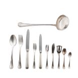 Octagonal silver flatware service (315)