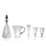 Nason & Moretti, set of glasses in transparent and gray blown glass (38)