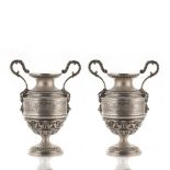Pair of two-handled silver vases