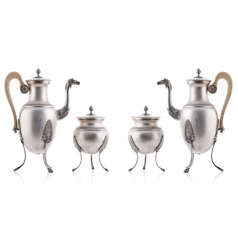 Silver coffee pot and sugar bowl (2)