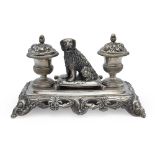 Silver inkwell with two ampoules
