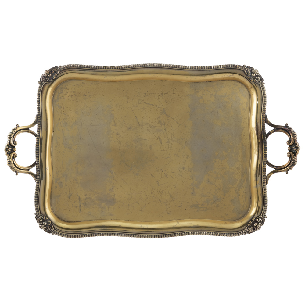 Large Gilded Old Sheffield rectangular tray