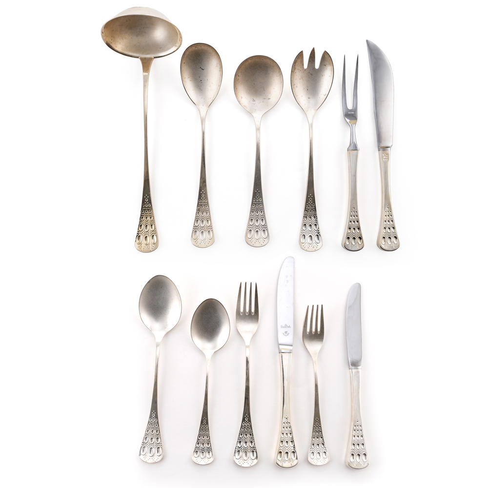 Bjørn Wiinblad, prod. Rosenthal Line, silver flatware service (90)