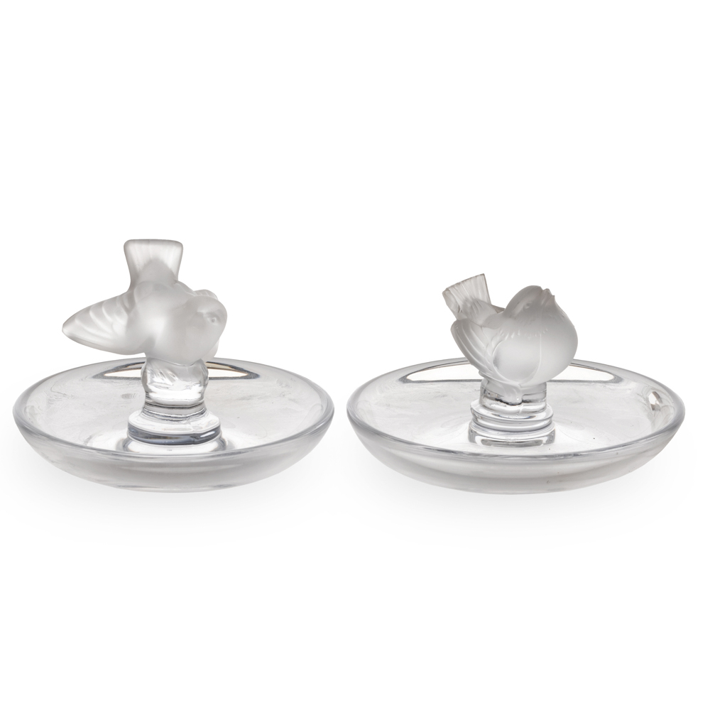 Lalique, pair of ashtrays