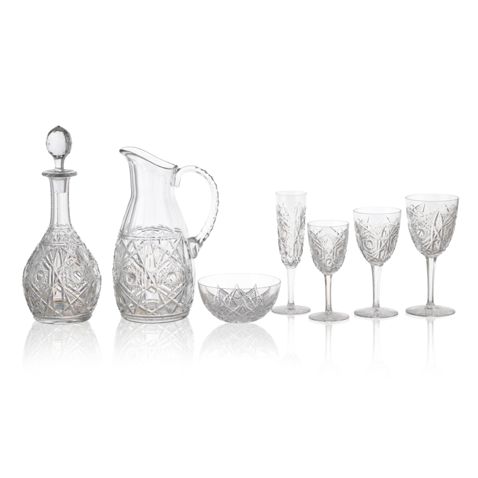 Baccarat, set of transparent crystal glasses (62)