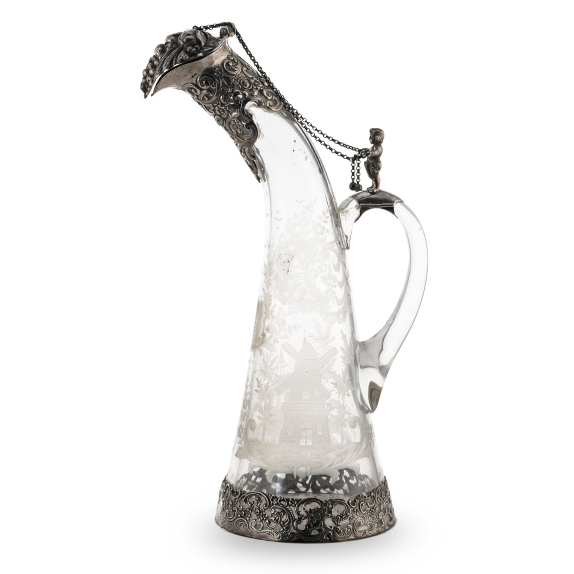 Silver and crystal jug