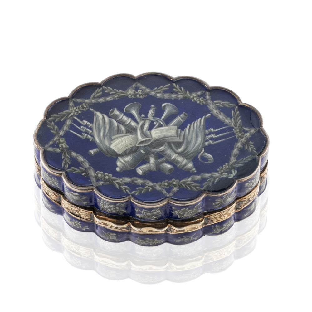 Gilded silver and polychrome enamel snuffbox