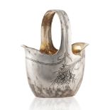Silver and gilded silver Basket with handle