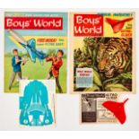 Boys' World (1963) No 3 [fn] wfg Super Flying Dart, No 35 [fn-] wfg Astro Glider in original