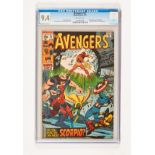 Avengers 72 (1970). CGC 9.4. Off-white pages. Two small cracks to top RH frame of case at back. No