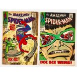 Amazing Spider-Man (1967) 53, 55. Both cents copies. #53 tanned cover margins [vg], #55 back cover