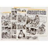 Charley's War: 4 original artworks by Joe Colquhoun (signed to the title page) from Battle-Action