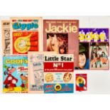 Giggle No 1 (1967) with 4 pg Flyer for No 1, Goofy No 1, Jackie 492 wfg Osmonds Pop-Bag, Little Star