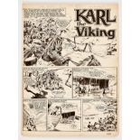 Karl The Viking original artwork (1964) drawn and signed by Don Lawrence for Lion comic 29 Feb 1964.