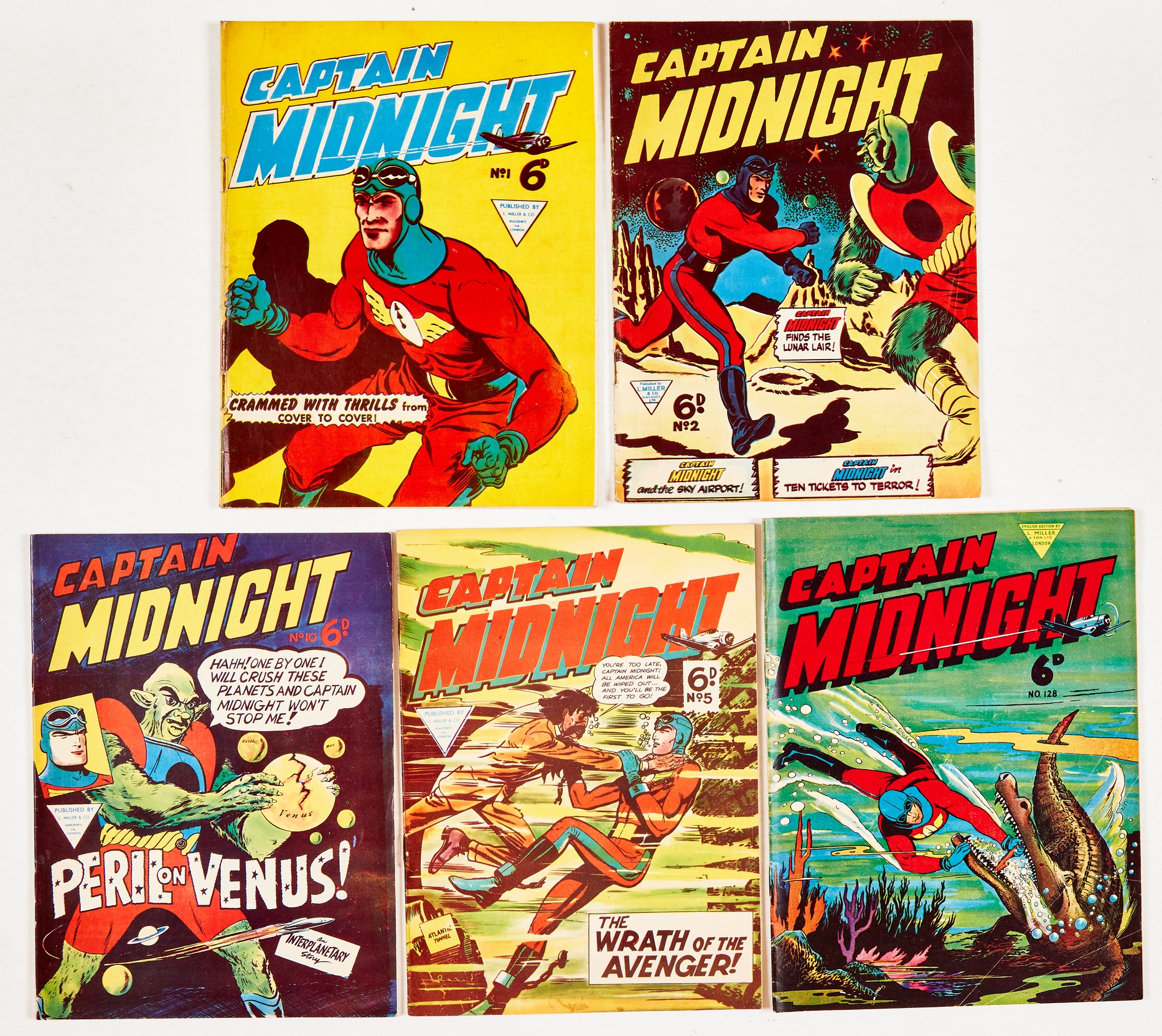 Captain Midnight (L. Miller 1950s) 1 [vg], 2, 5, 10, 128 [vg/fn+] (5)