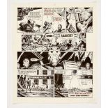 Judge Dredd original artwork (1984) by John Higgins for 2000 AD Prog 456, 1984. Dredd's swift and