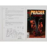 Garth Ennis original 22 pg script for Preacher #22 ''Iron In the Blood' (1990) signed 'Garth' with