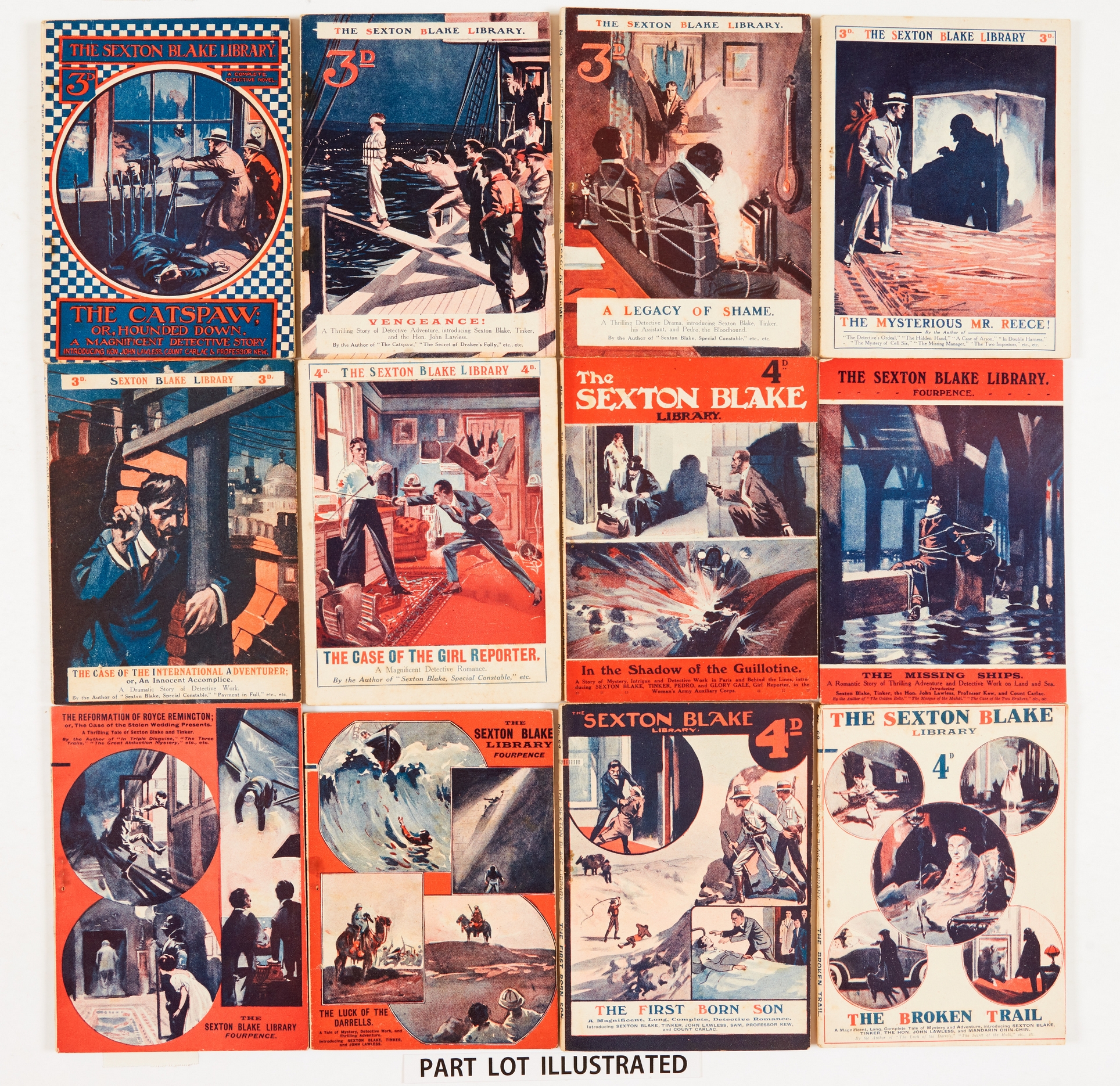 Sexton Blake Library (1st Series 1917-19) 29, 37-39, 41-43, 47, 51, 52, 54, 55, 57, 58, 60, 63,