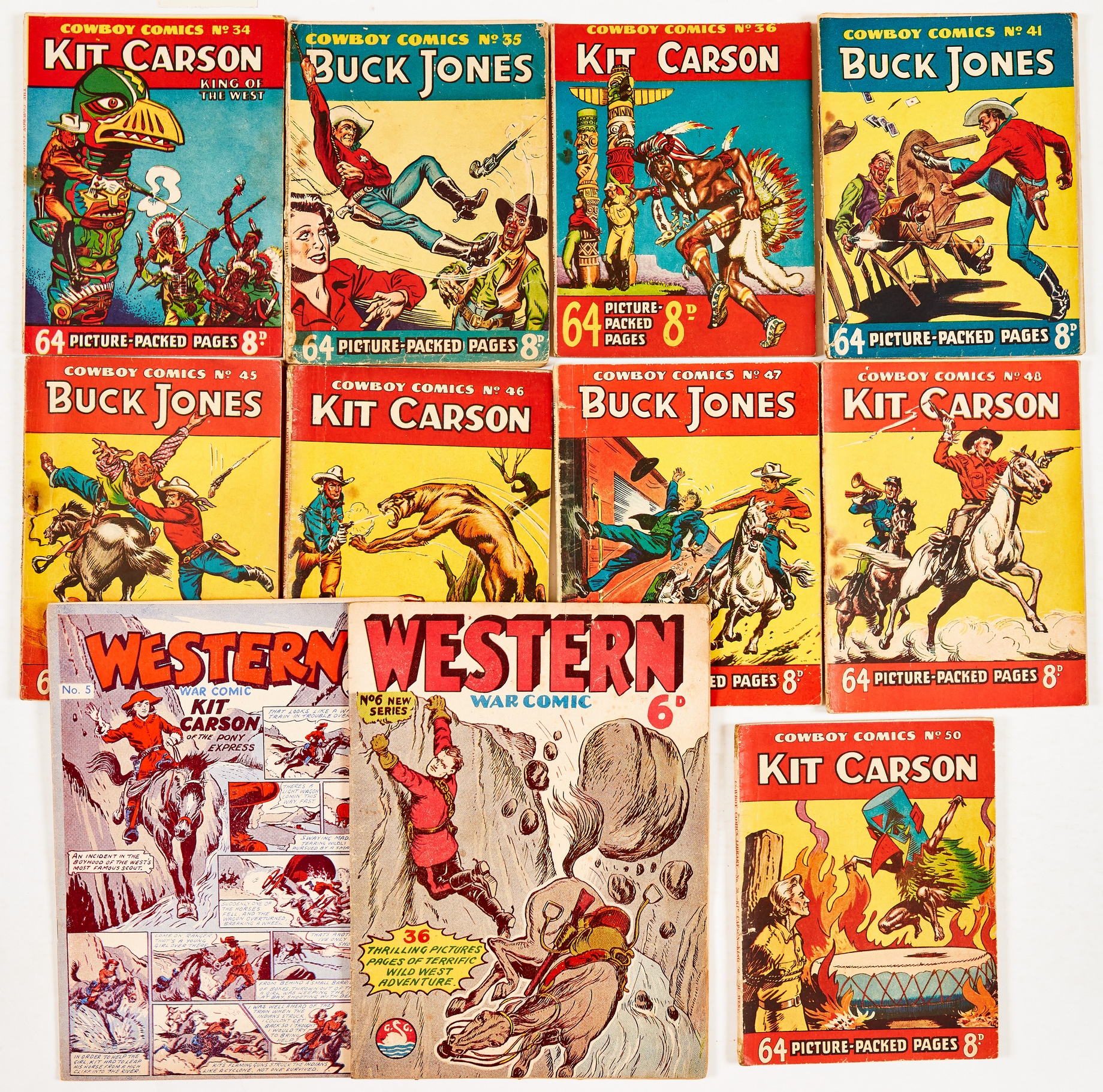 Cowboy Comics (1951) 34-36, 41, 45-48, 50 with Western War Comic (G.G. Swan) 5, 6 [gd/vg+] (11)