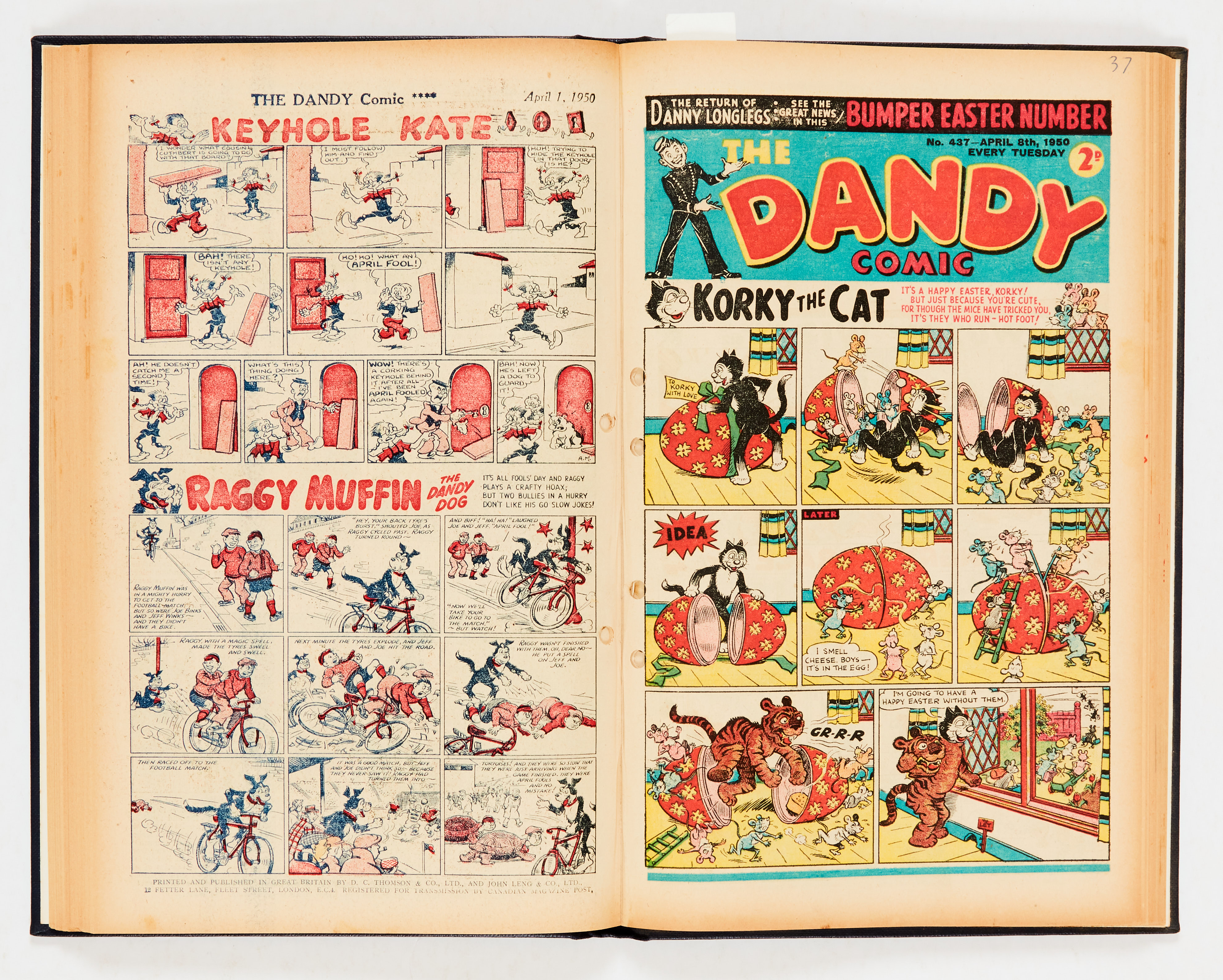 Dandy (1950) 424-444. Jan-May in bound volume. With Desperate Dan and Jammy Jimmy - Image 2 of 3