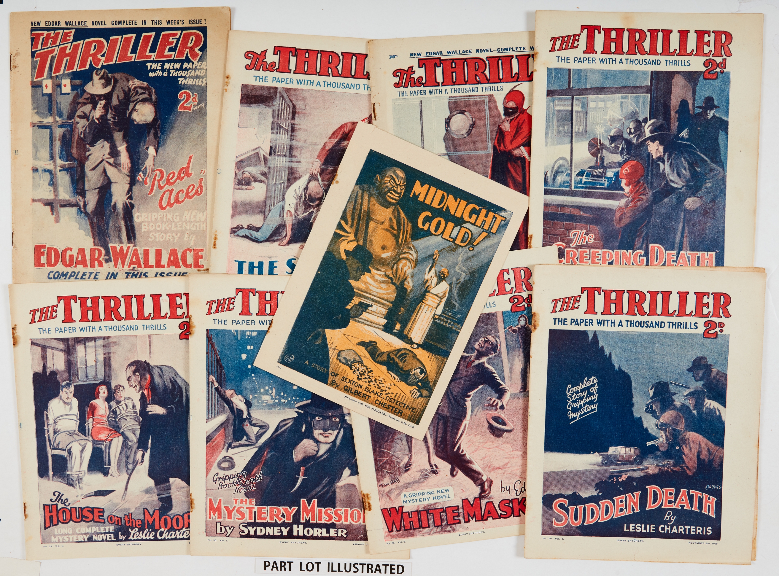 The Thriller (1929) 1-47. Complete year with No 54 (1930). Wfg Midnight Gold booklet starring Sexton