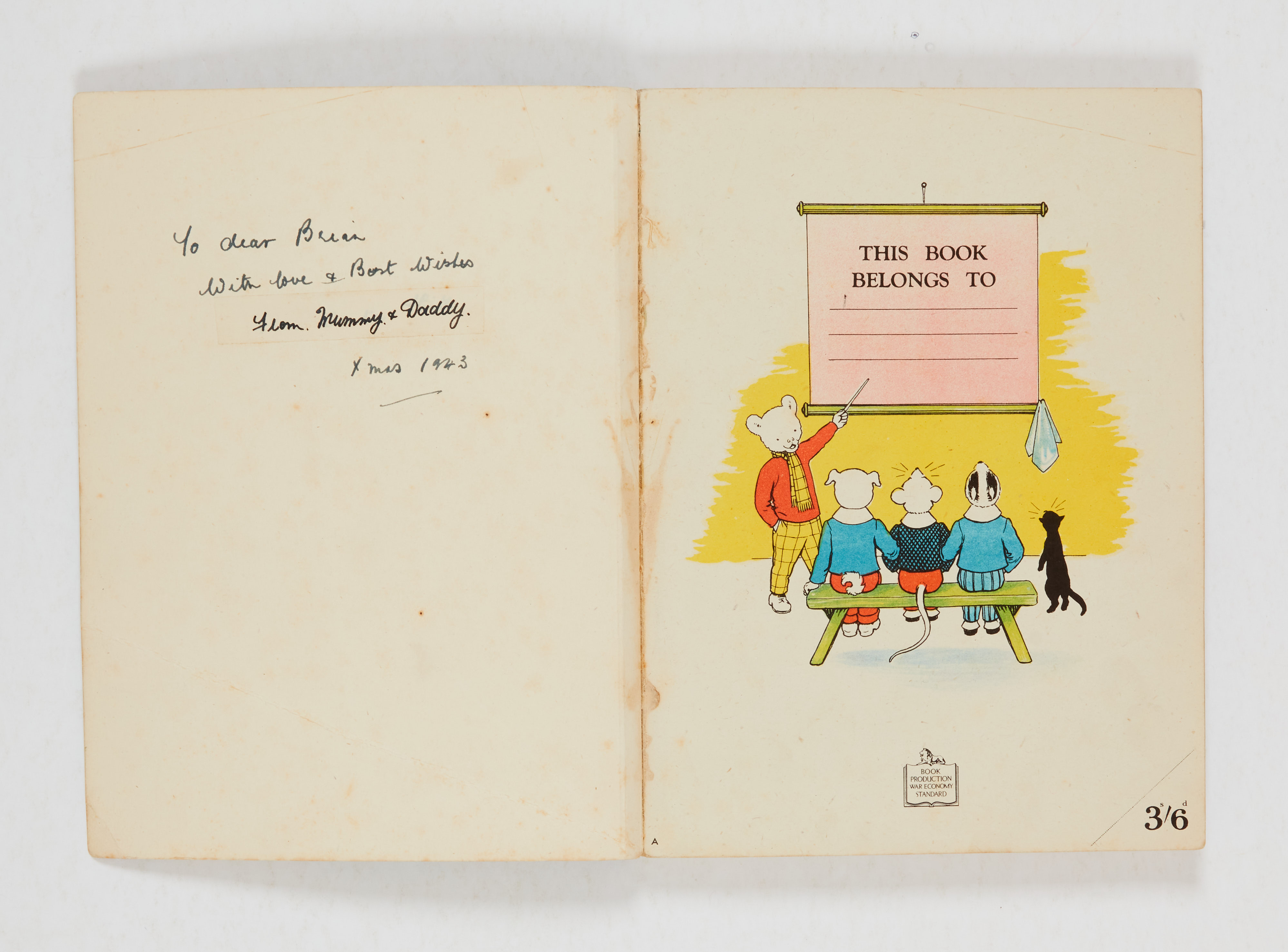 More Rupert Adventures (1943). Light foxing and crease to front cover, pen dedication, clean white - Image 2 of 3