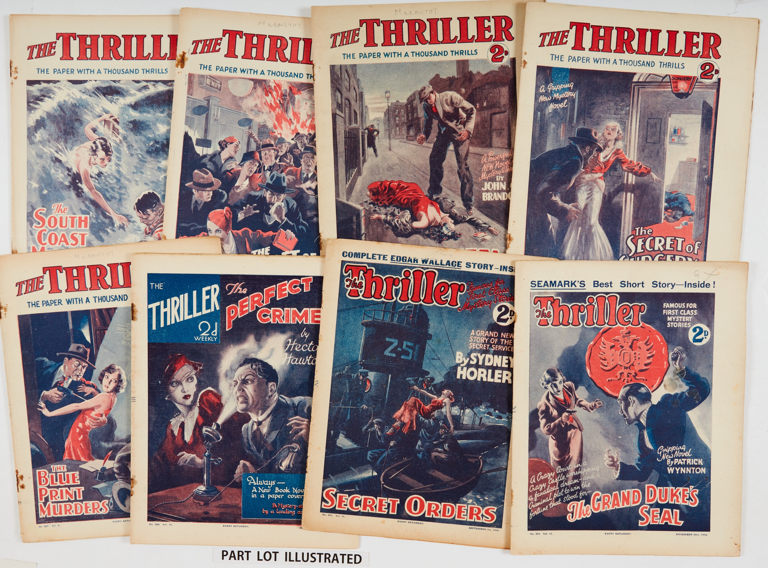 The Thriller (1933-34) 43 issues between 205-304 with Raffles by Barry Perowne and stories by John
