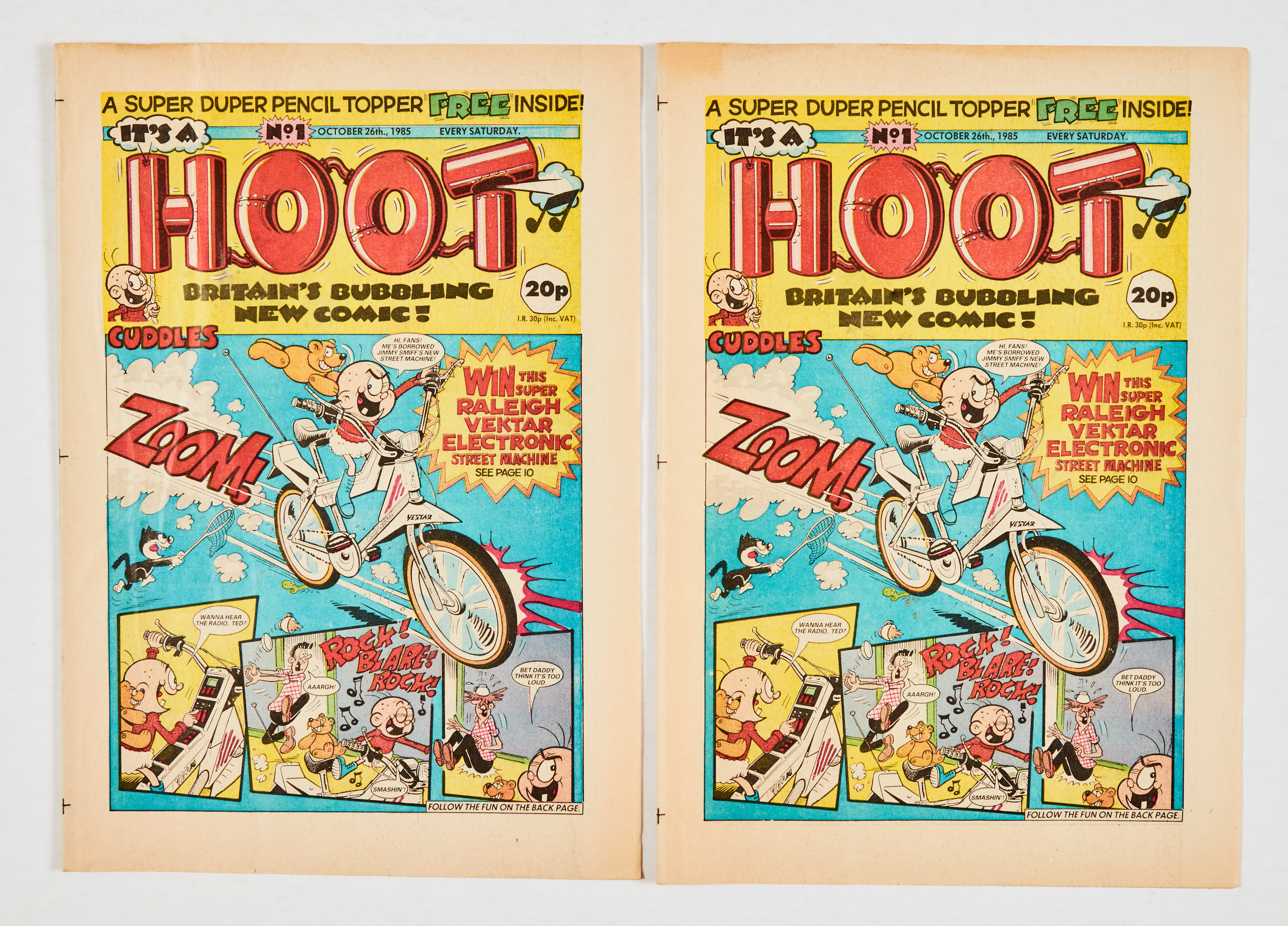 Hoot Comic No 1 (1985). Two issues of No 1: [vg+] and [fn+] (2). No Reserve