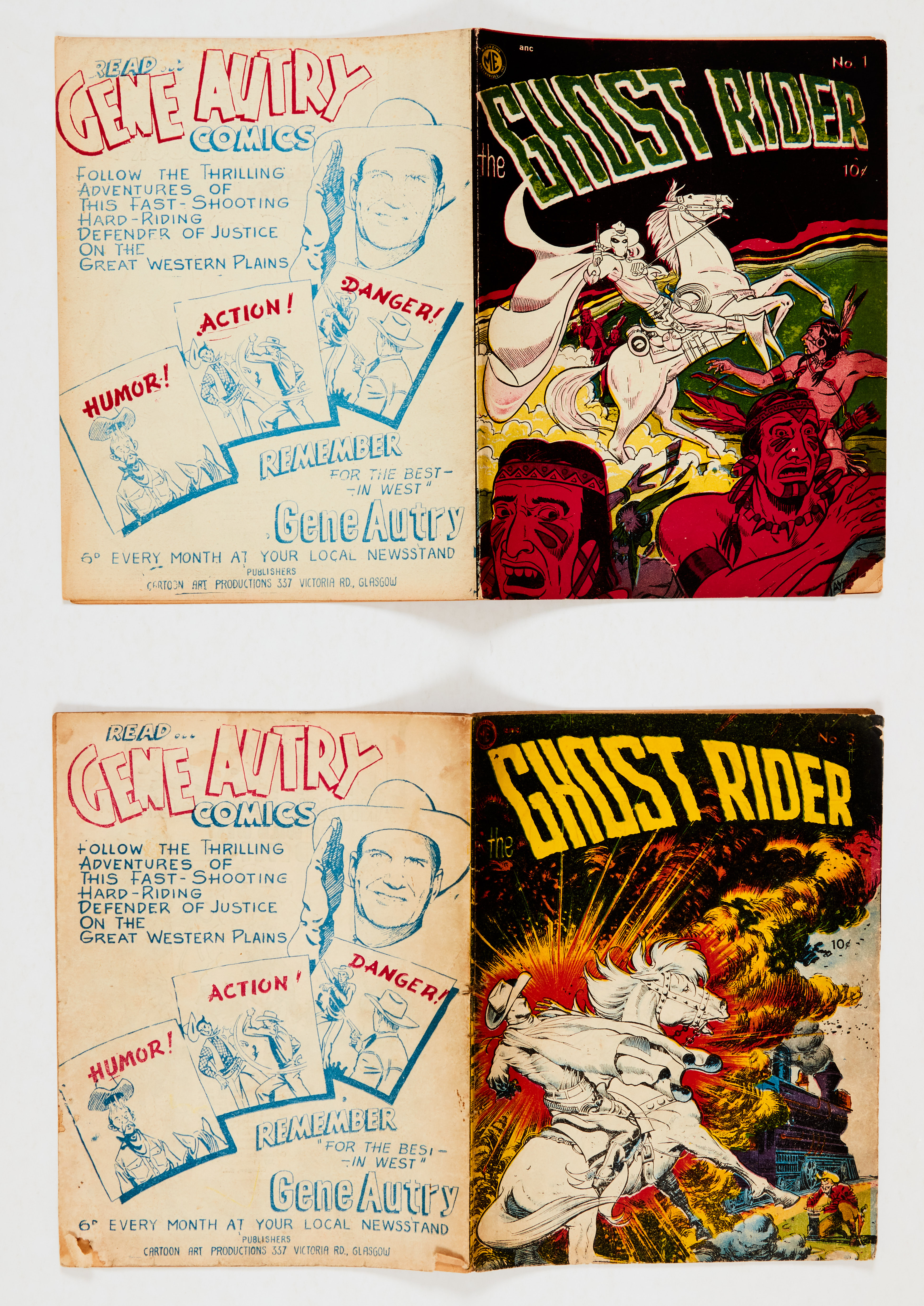 Ghost Rider (1952 Cartoon Art, Glasgow) 1, 3. Dick Ayers cover and story art. No 1: lower cover
