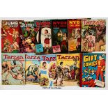 Jungle Adventures + (1950s). Jumbo 24, Jungle 4 (full colour), Nyoka 51 (No 2), 52, 54, Tarzan (DP